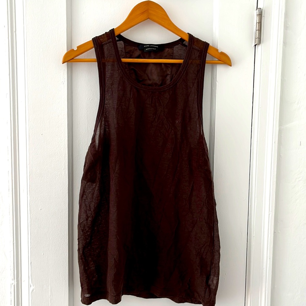 Marc Jacoba Men’s couture semi-transparent textured singlet.